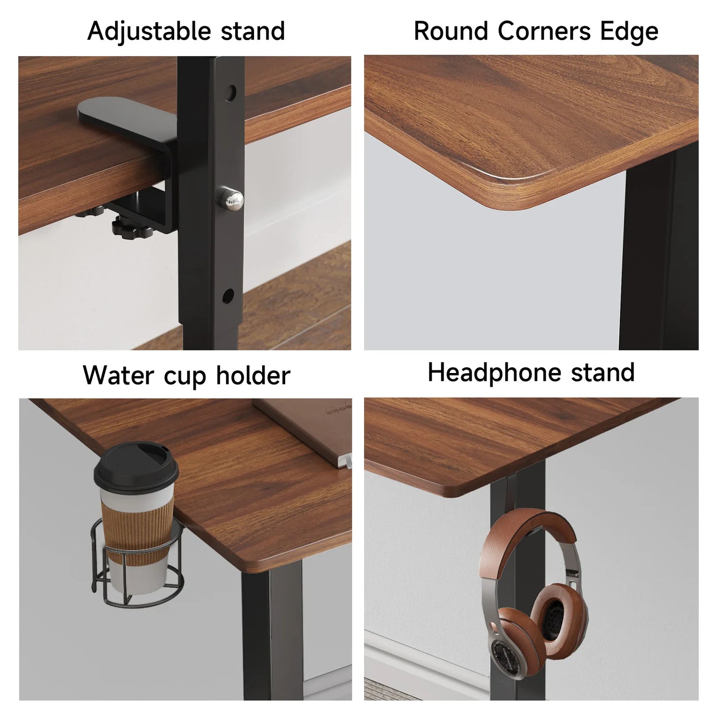 Electric Standing Desk with Adjustable Monitor Shelves and Memory Controller