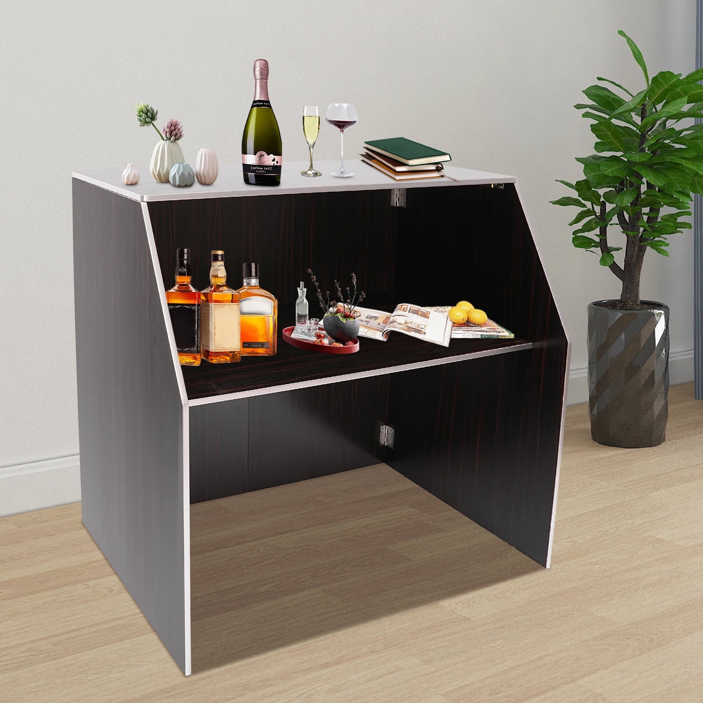 Portable Bar Cabinet High Load Capacity Two-layer Shelf for Home Bar