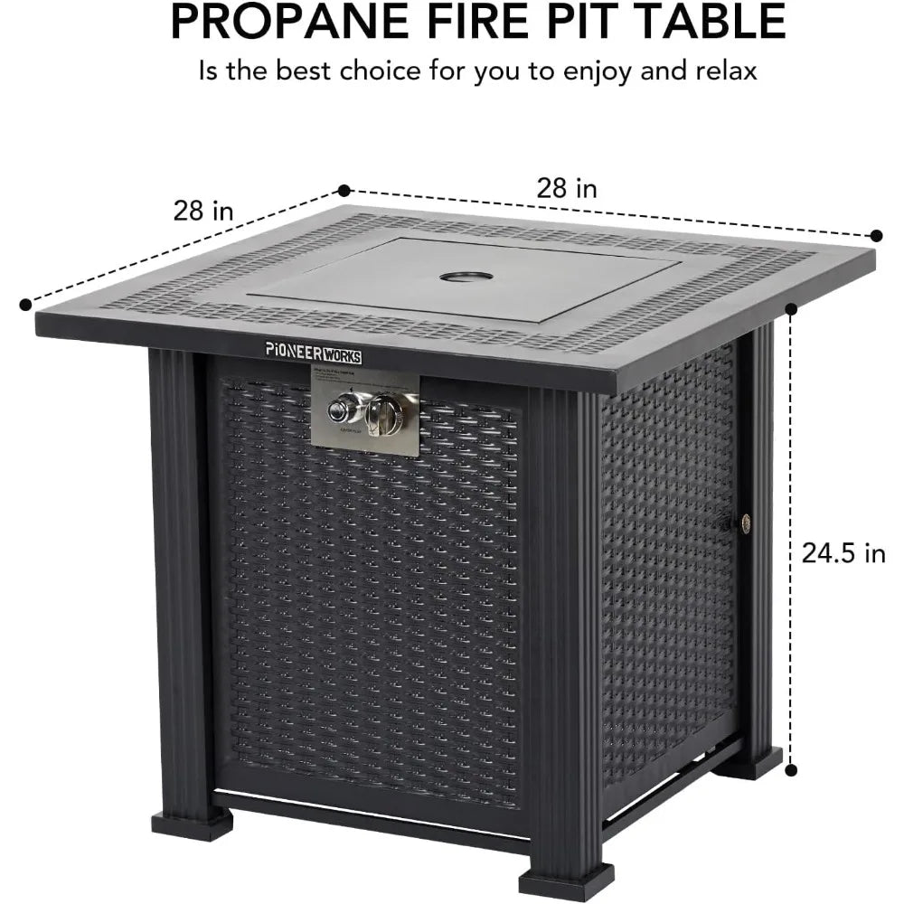 28 Inch Propane Fire Pit Table 50000 BTU Outdoor Gas Fire Pit