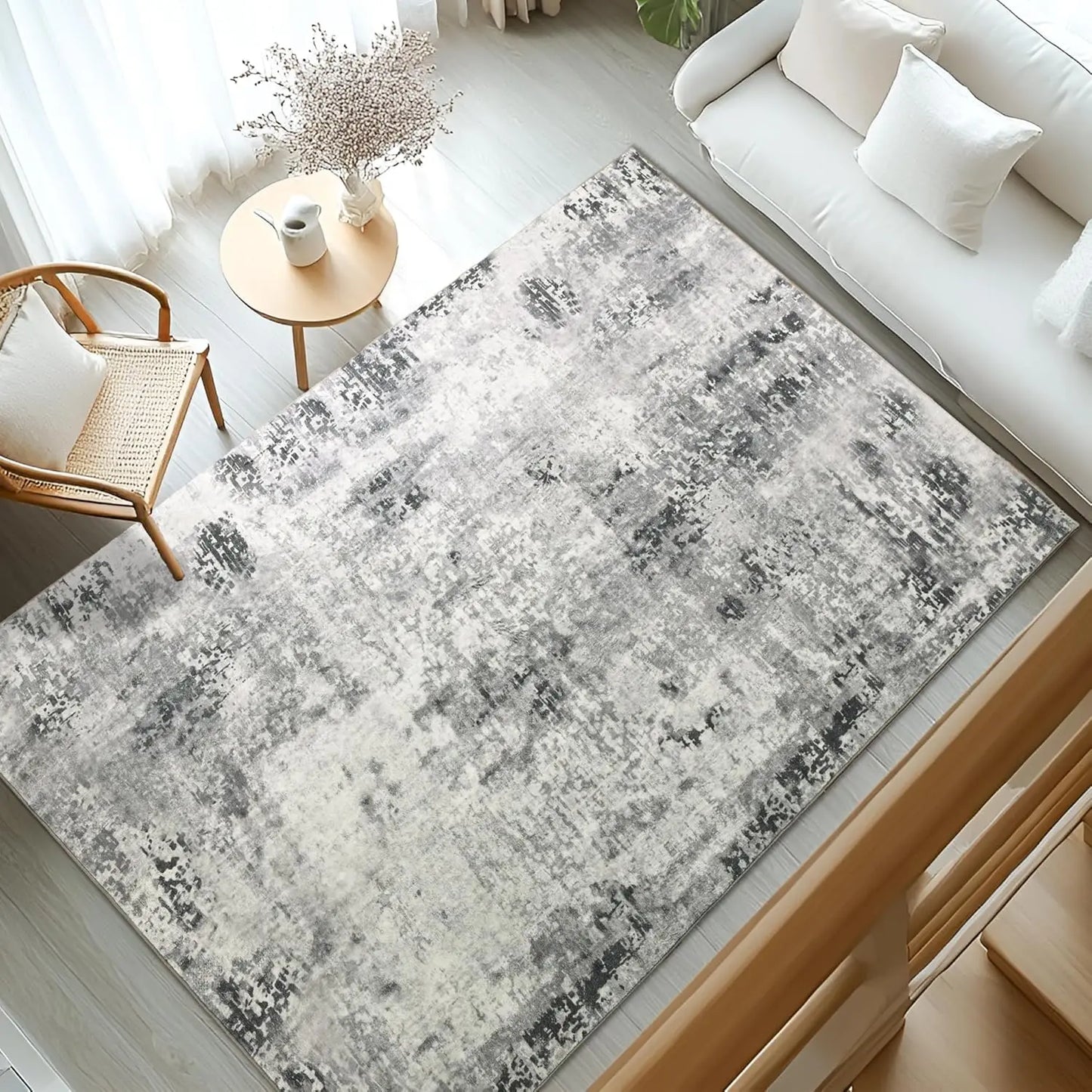 Large Modern Abstract Area Rug Boho Vintage Machine Washable Non Slip