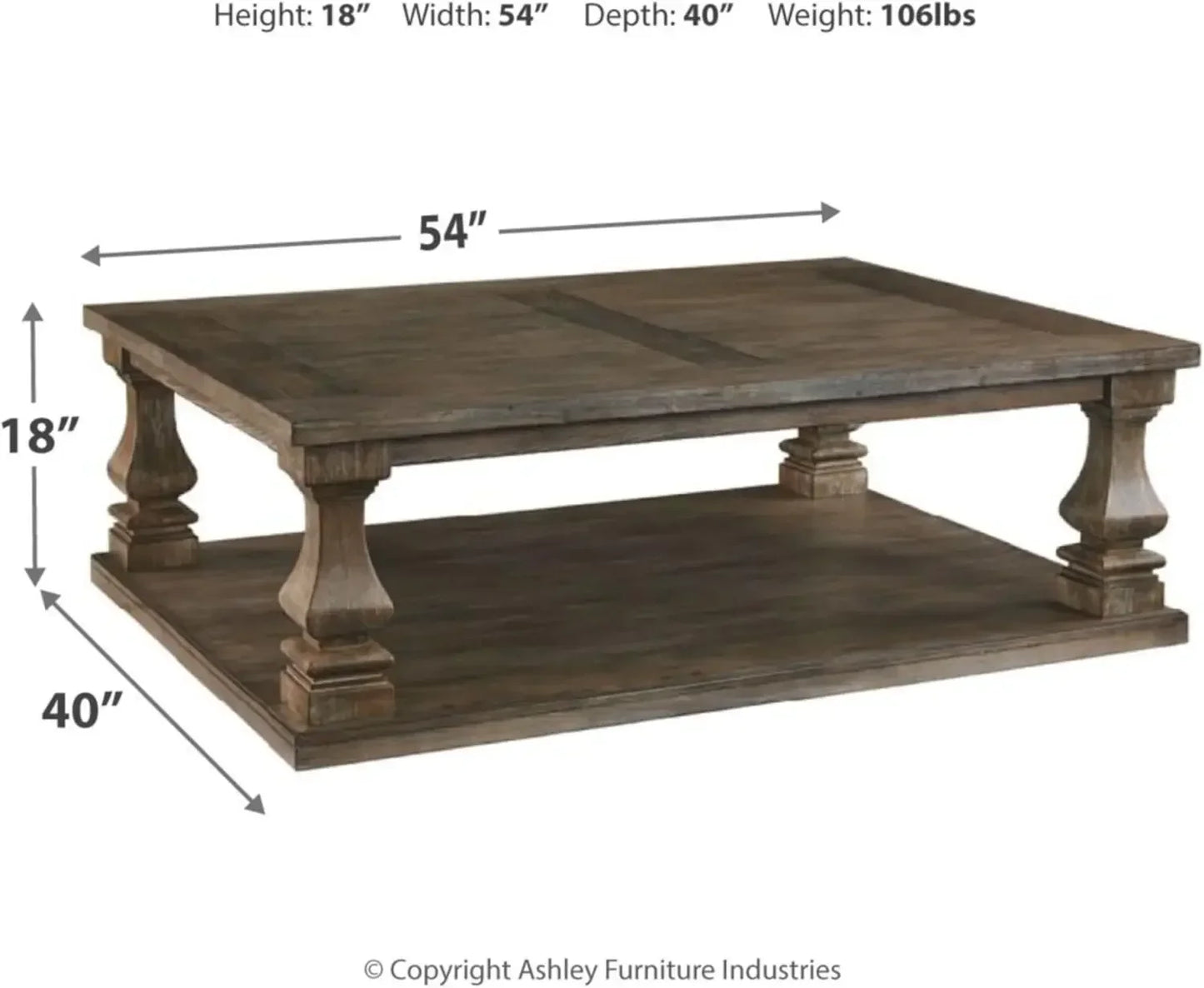 Johnelle Farmhouse Coffee Table Rectangular Rustic Living Room Furniture