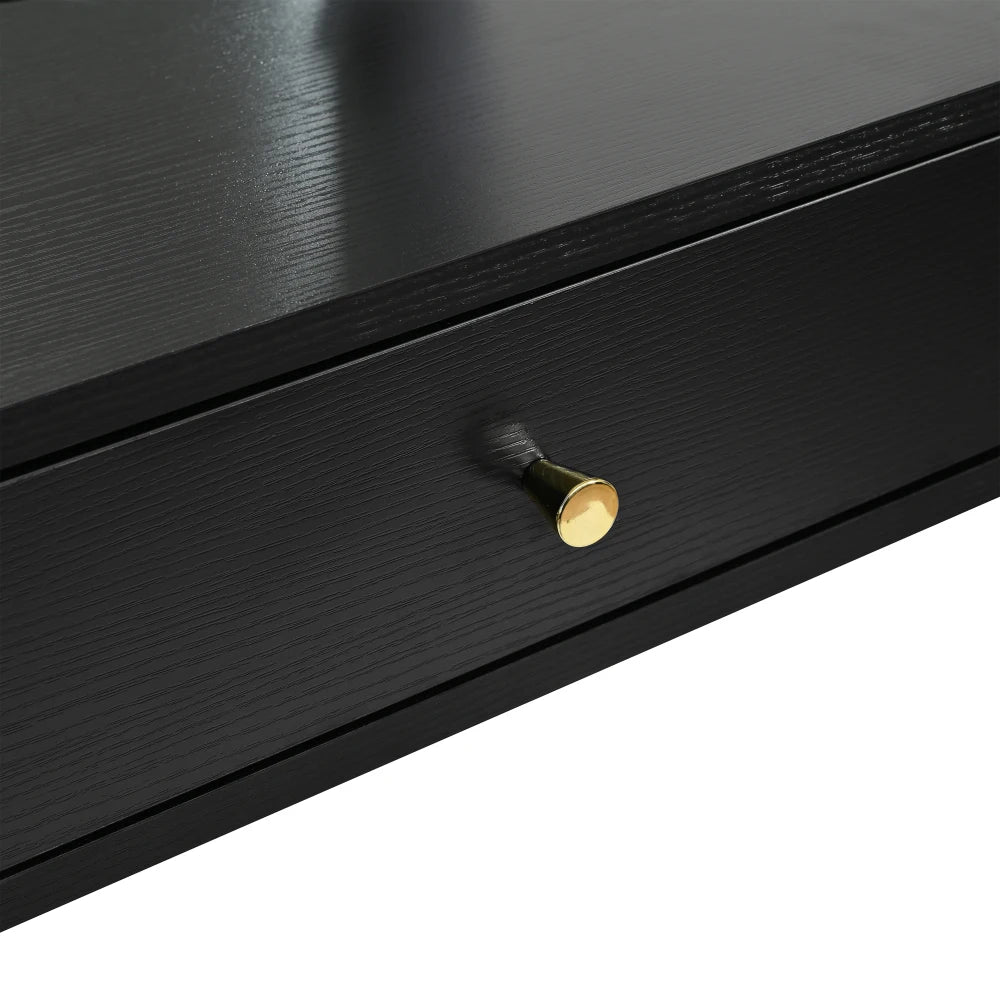 Floating Makeup Vanity Desk with Mirror 3-Color Lights Storage Outlet