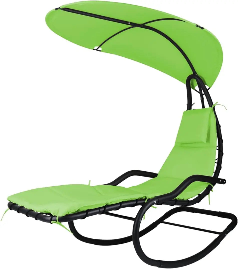 Ljustra Outdoor Hammock Rocking Chaise Lounge with Canopy and Cushion