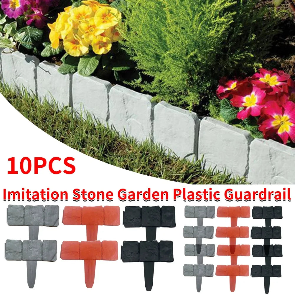 10pcs Garden Landscape Edging Borders Insert Plastic Lawn Edge DIY