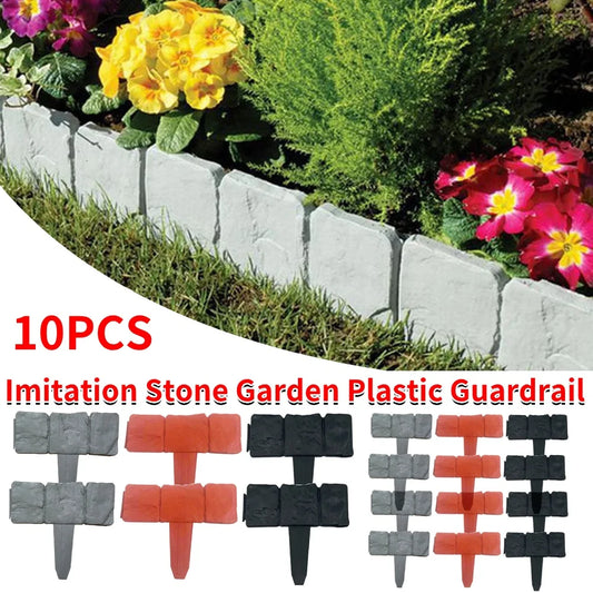 10pcs Garden Landscape Edging Borders Insert Plastic Lawn Edge DIY