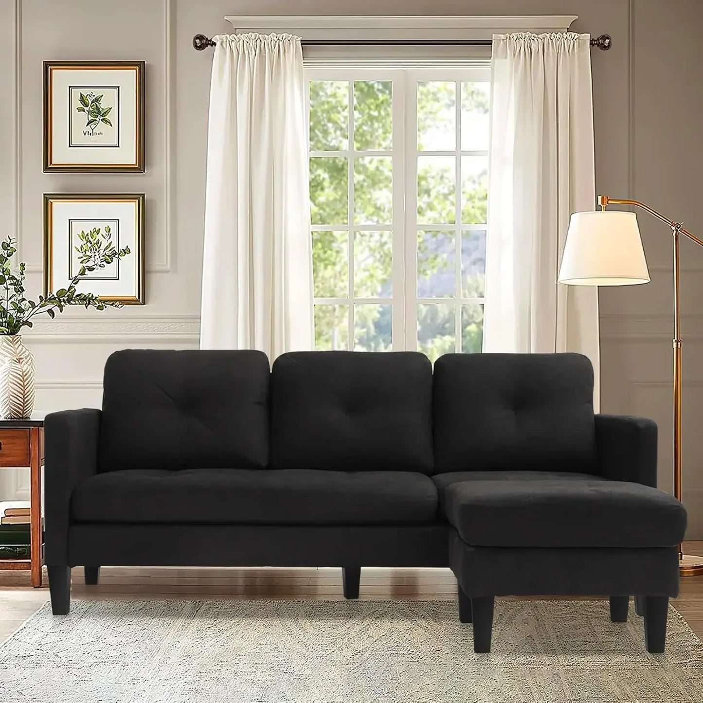 Ljustra Convertible Sectional Sofa Couch Faux Leather 3 Seater L Shaped