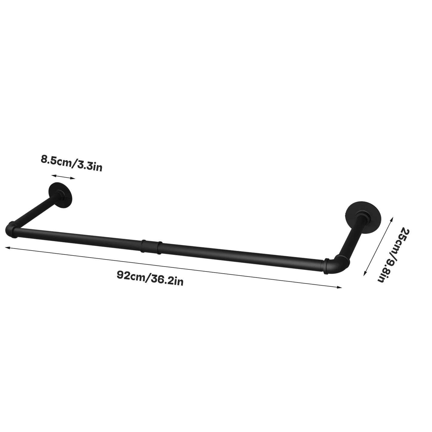 Wall Mounted Industrial Pipe Clothes Rail Set of 2 Coat Rack