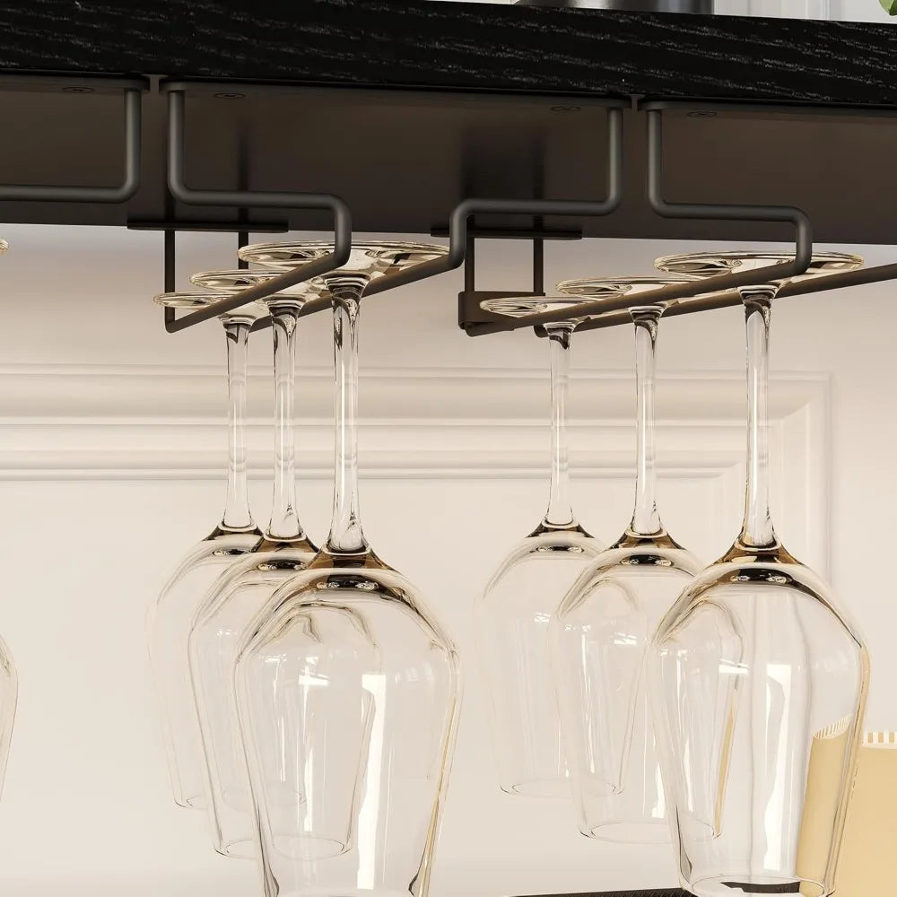 Wine Bar Cabinet with LED Light Kitchen Sideboard Coffee Bar Rack