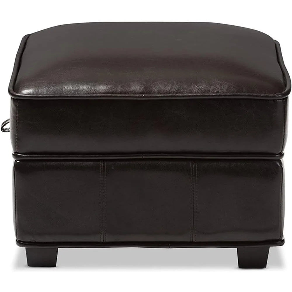 Leather Storage Ottoman Lift-Top Dark Brown Furniture Home Decor