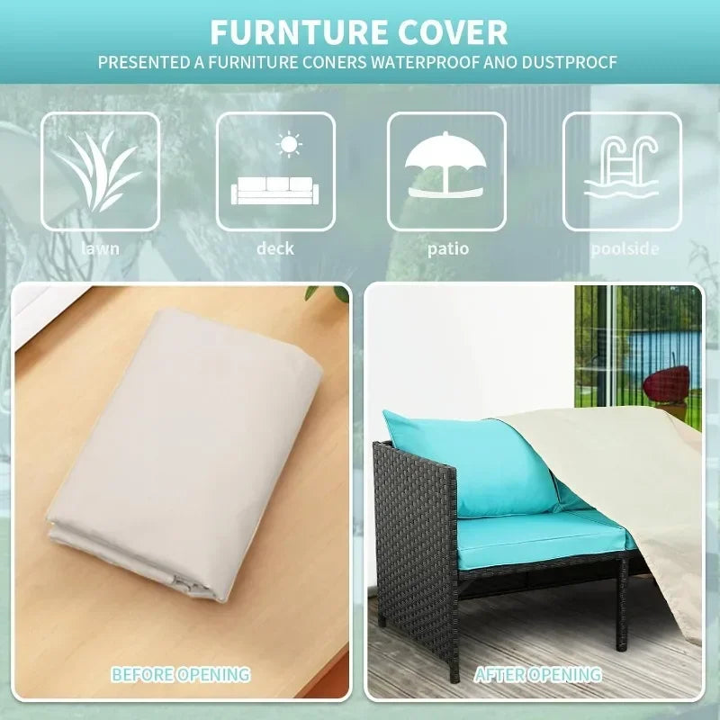 Valita 3-Piece Outdoor Rattan Furniture Set Patio Conversation Loveseat