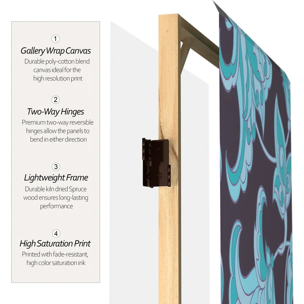 6ft Tall Arabesque Canvas Room Divider Decorative Screen Home Office