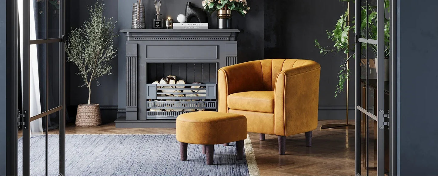 Ljustra Velvet Barrel Accent Chair Modern Comfy Reading Chair Living Room
