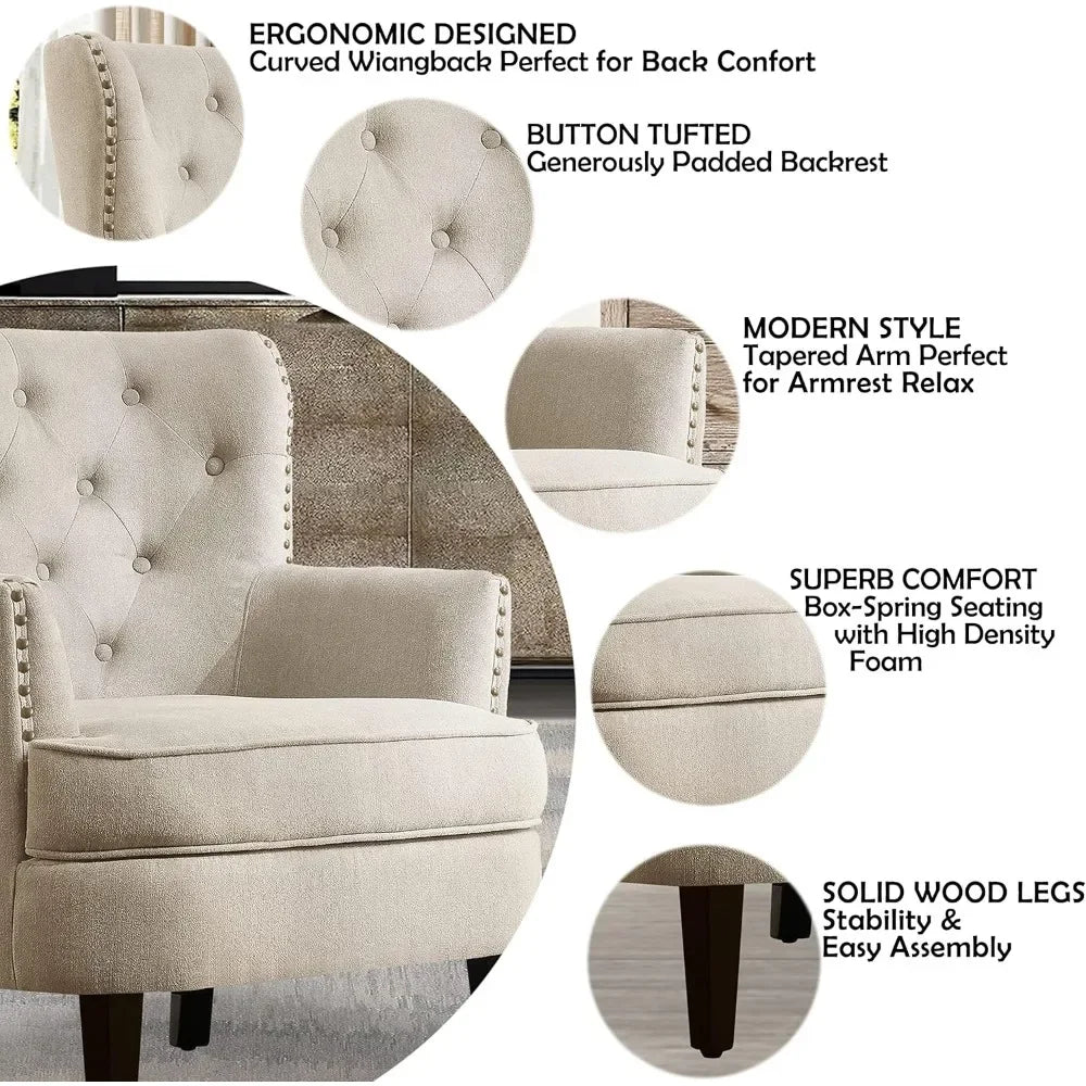 Mid-Century Modern Upholstered Lounge Accent Chair Cozy Armchair