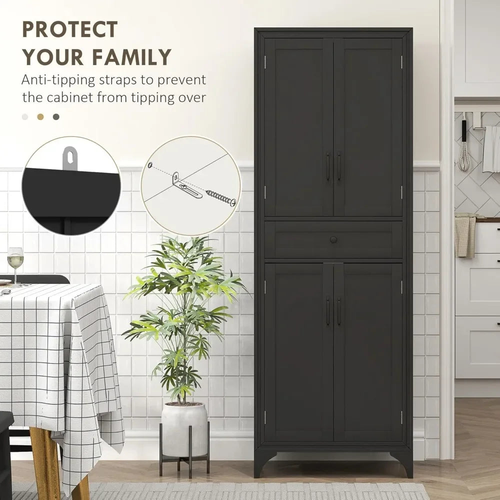 67 Inch Tall Freestanding Kitchen Pantry Cabinet with Adjustable Shelves