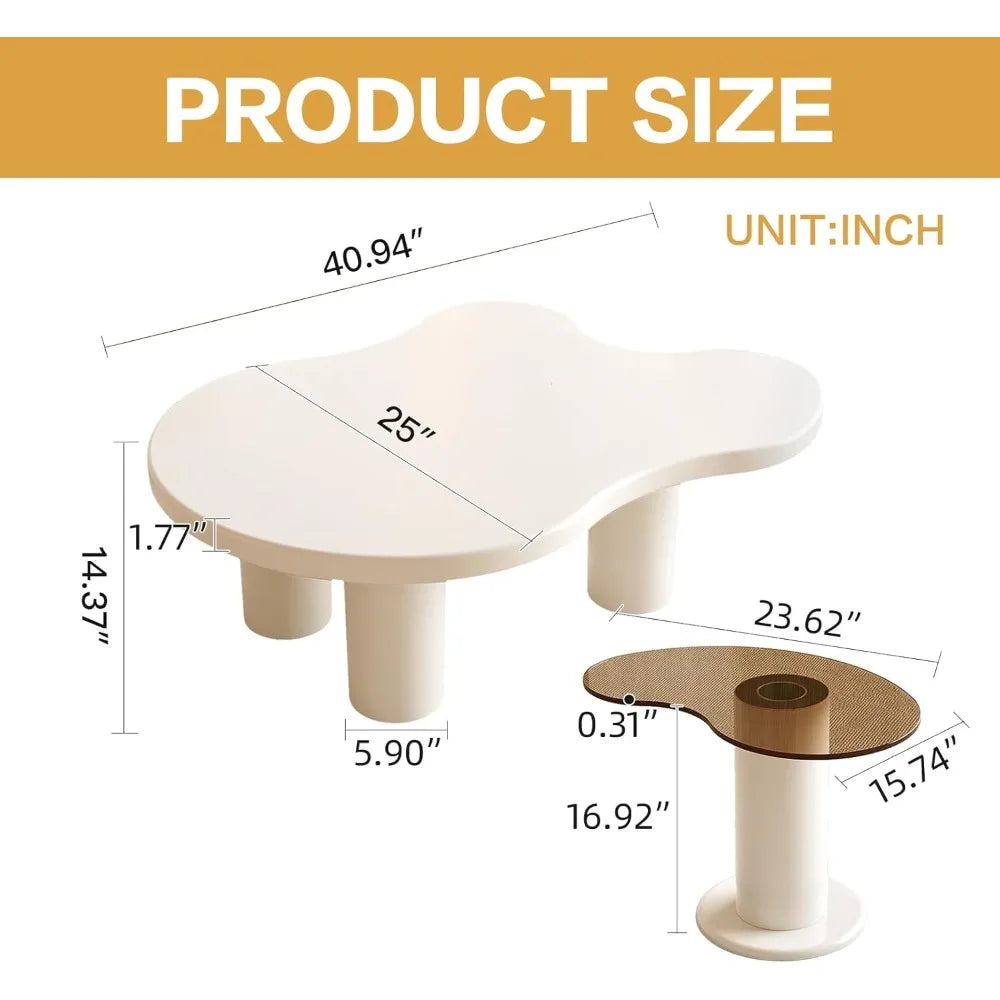 Modern Nesting Coffee Tables Set of 2 Glass Top Irregular Design