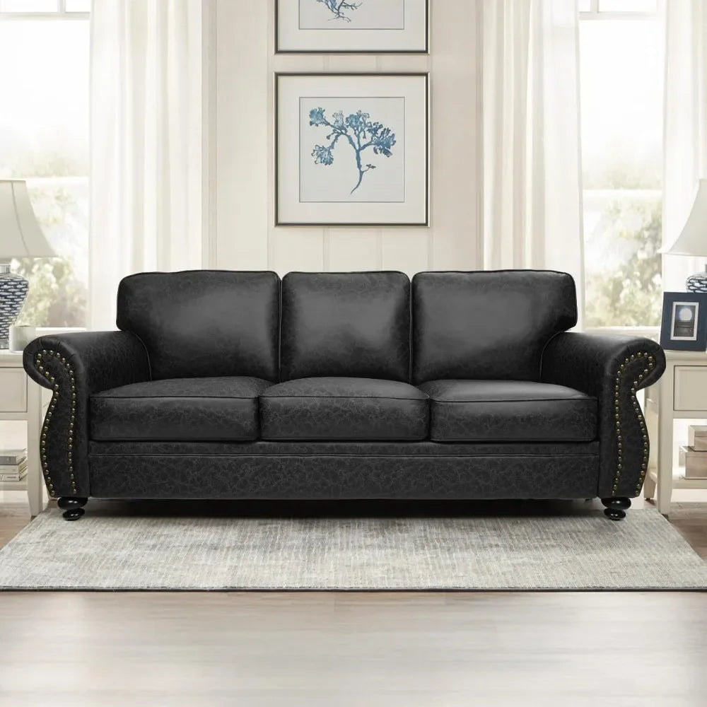 Ljustra Century Vintage Sofa Rivet Design Loveseat Couch Removable Cover