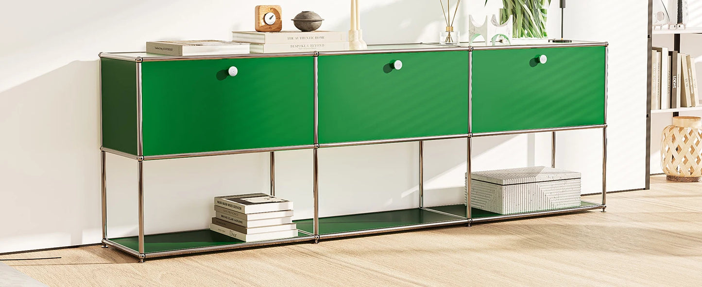 Modern Stainless Steel Storage Cabinet Organizer for Living Room Office