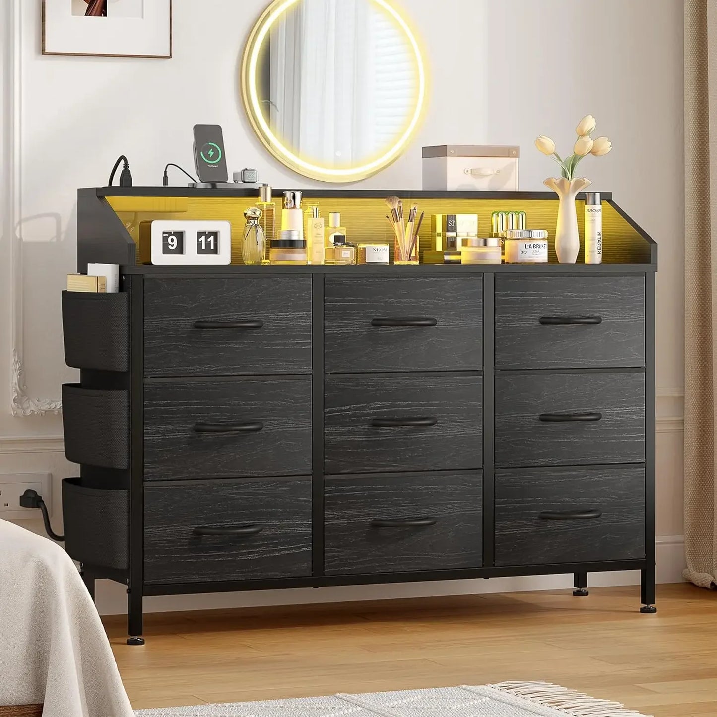 Modern 9 Drawer Dresser Chest for Bedroom Living Room Storage Organizer