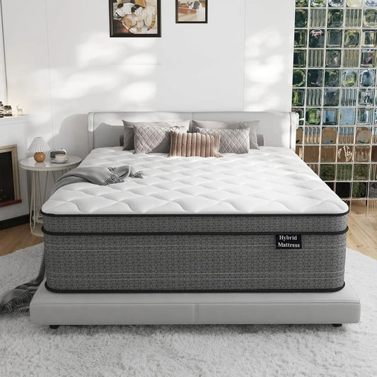 Ljustra 10 Inch Medium Plush Hybrid Queen Mattress Motion Isolation Pressure Relief