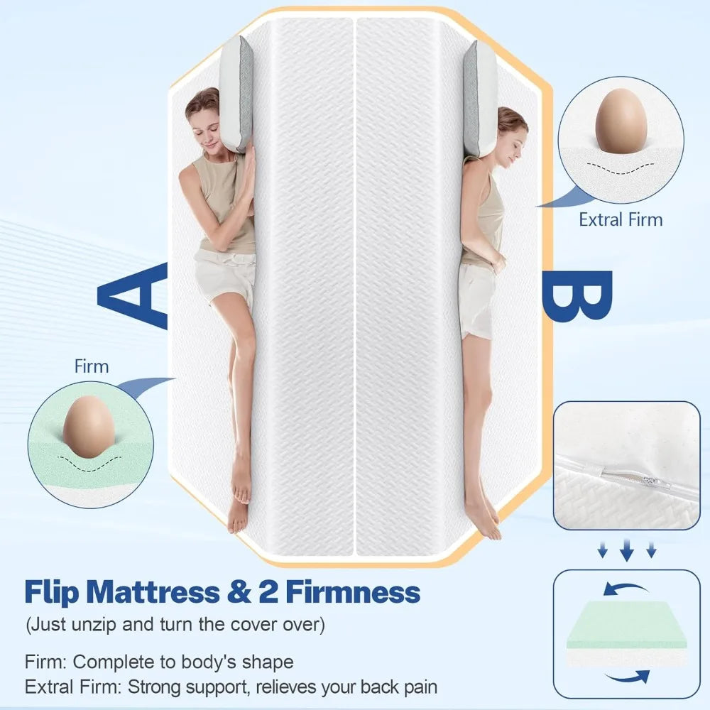 Ljustra Extra Firm Memory Foam Mattress Full Size 10 Inch Cooling Gel