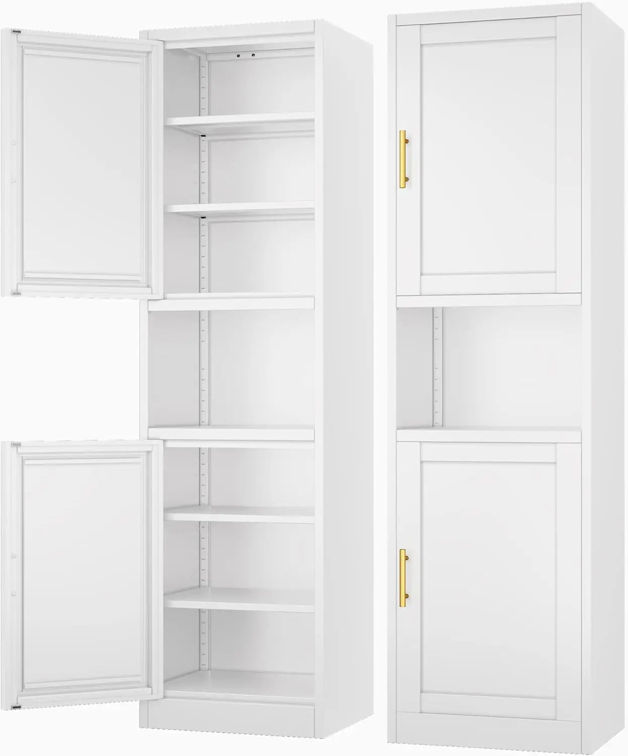 Tall Narrow Storage Cabinet 66.93" H Adjustable Shelves Metal Pantry