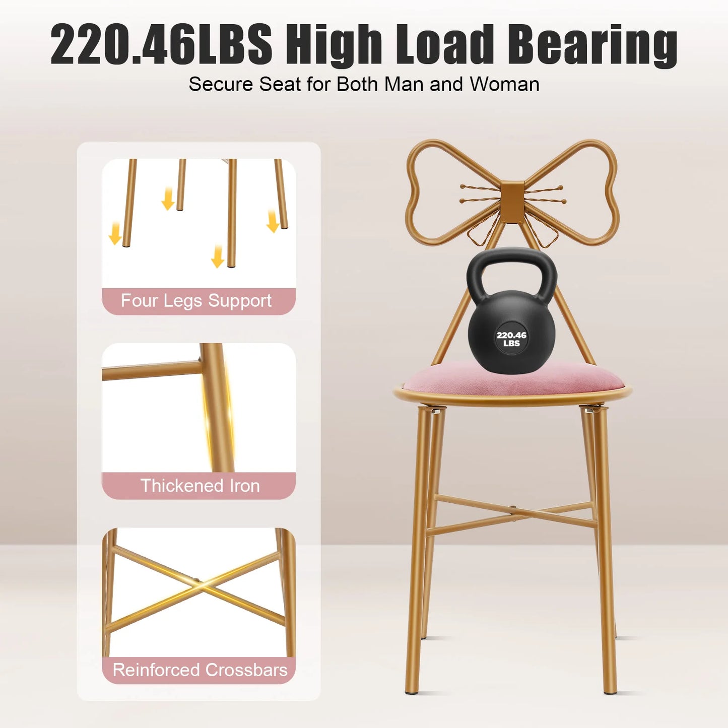 Butterfly Shaped Vanity Chair Makeup Stool Dining Chair with Backrest