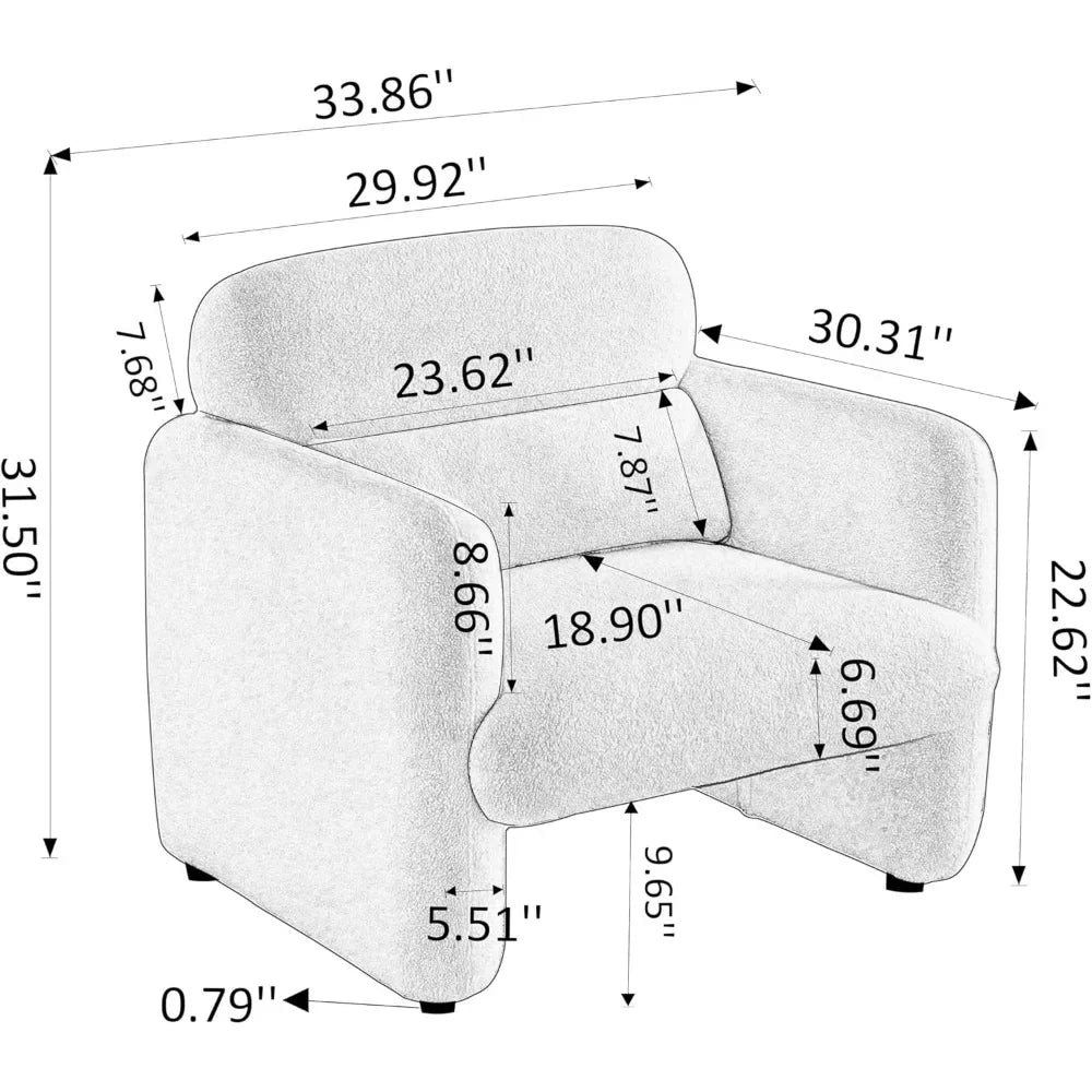 Modern Accent Chair Sherpa Lamb Fabric Upholstered Living Room Chair