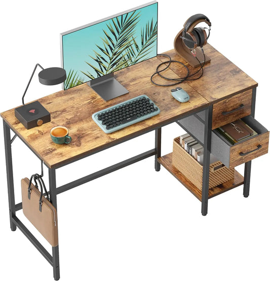 Computer Desk with 2 Drawers Small Home Office Study Writing Table