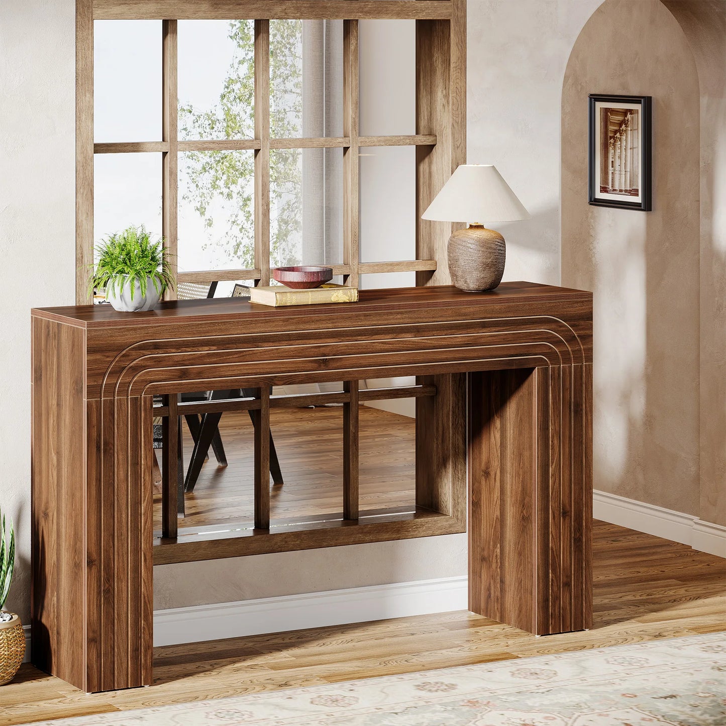 Ljustra 63 Inch Farmhouse Console Table Wooden Sofa Table Entryway Hallway