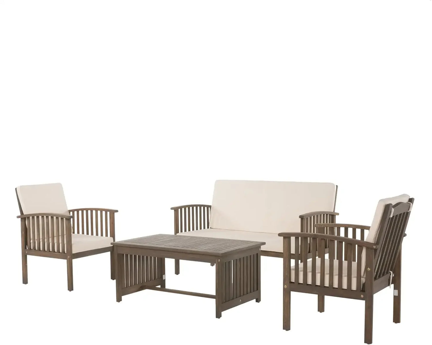 Carolina Outdoor Acacia Sofa Set 4-Piece Garden Furniture Set