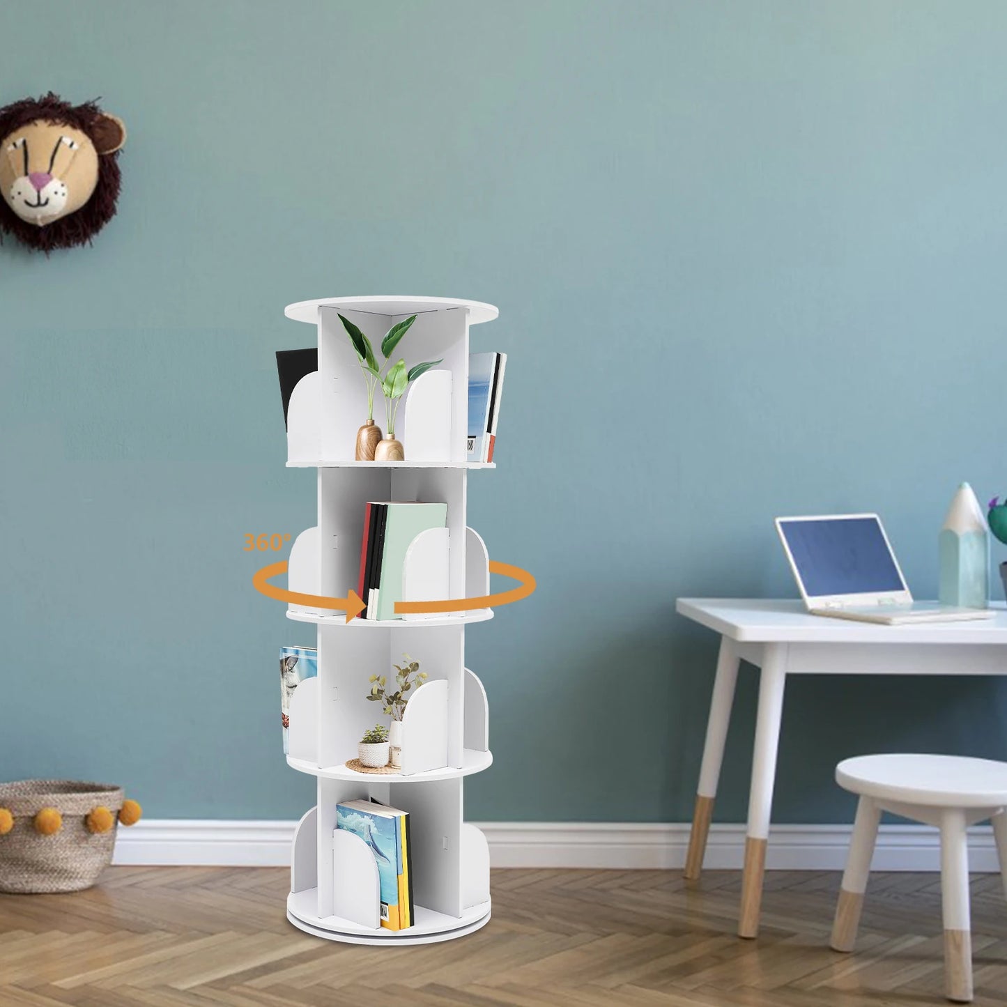Ljustra 360° Rotating Bookcase Silent Smooth Design Multi-Layer Shelf