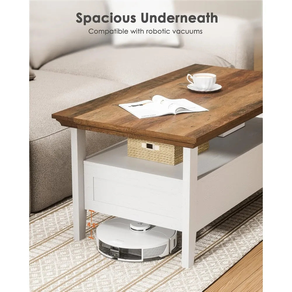 Coffee Table Storage Rustic Organizer 39.4" Modern Living Room Furniture