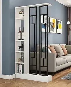Wall Room Divider Bookshelf Modern Wood Bookcase Stylish Storage Cabinet