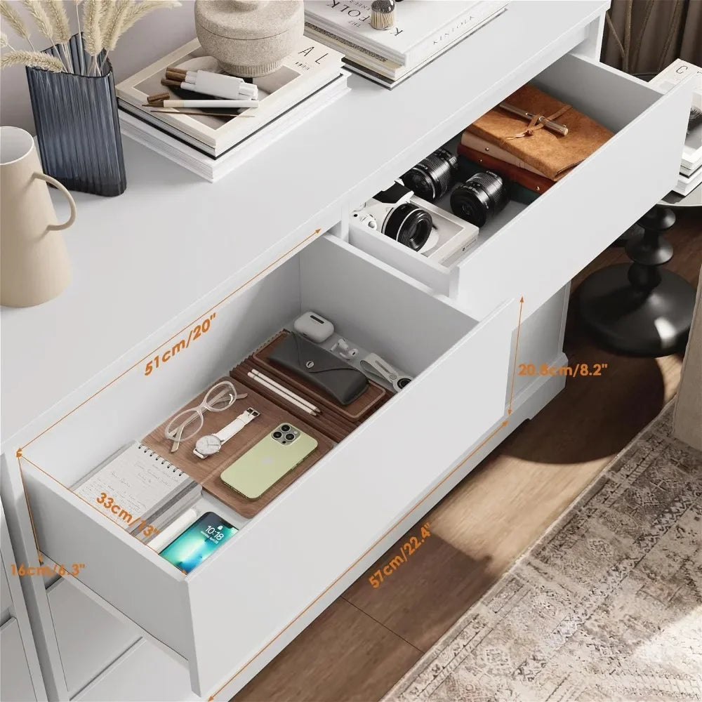 Modern 6 Drawer Double Dresser Freestanding Storage Organizer Cabinet