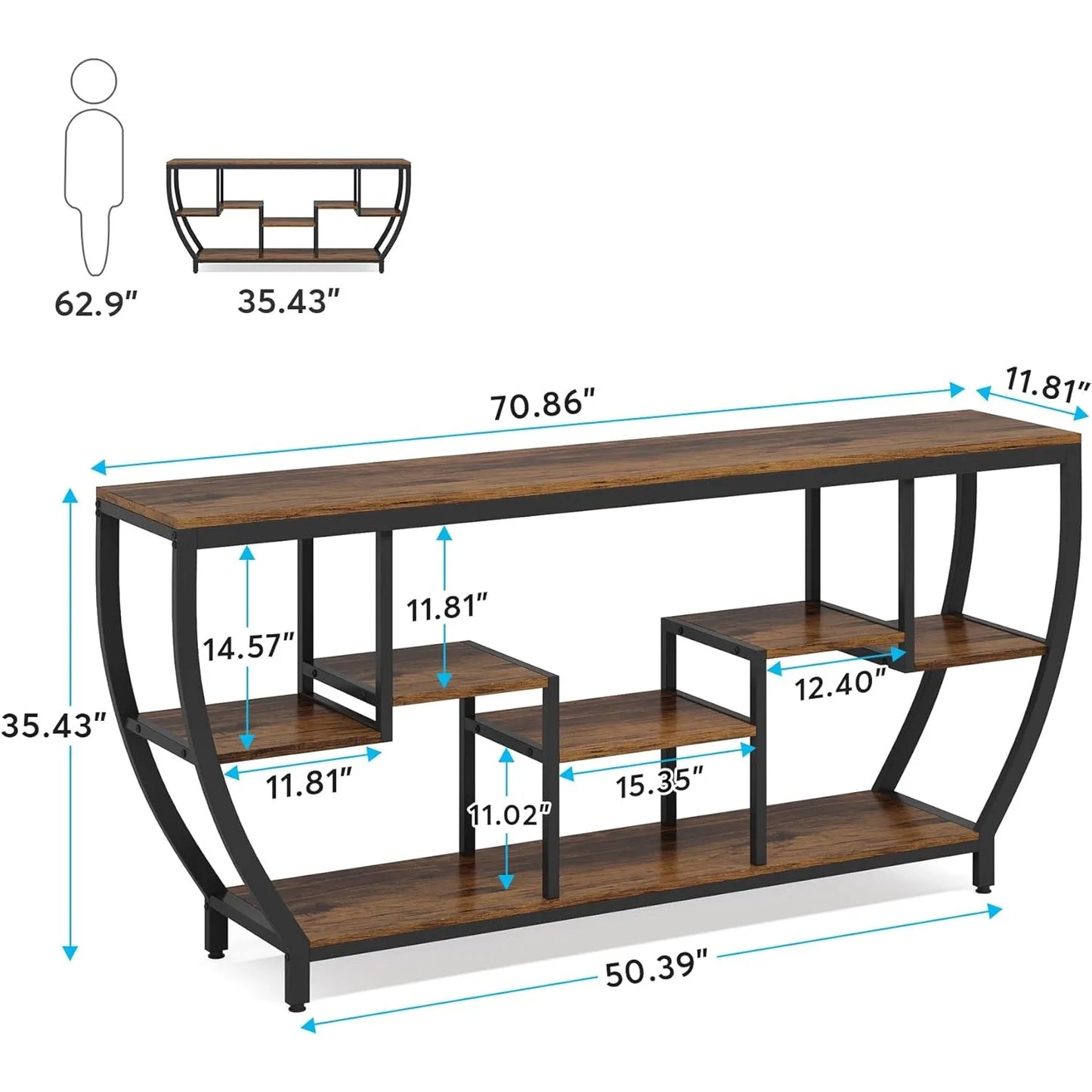 Sofa Table with Storage Console Table for Living Room Entryway TV Stand