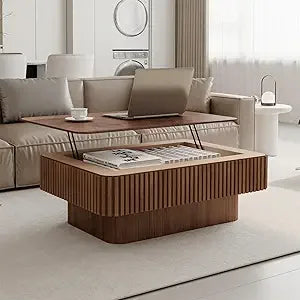 Modern Round Coffee Table Solid Wood Grey 31.5 Inch for Living Room