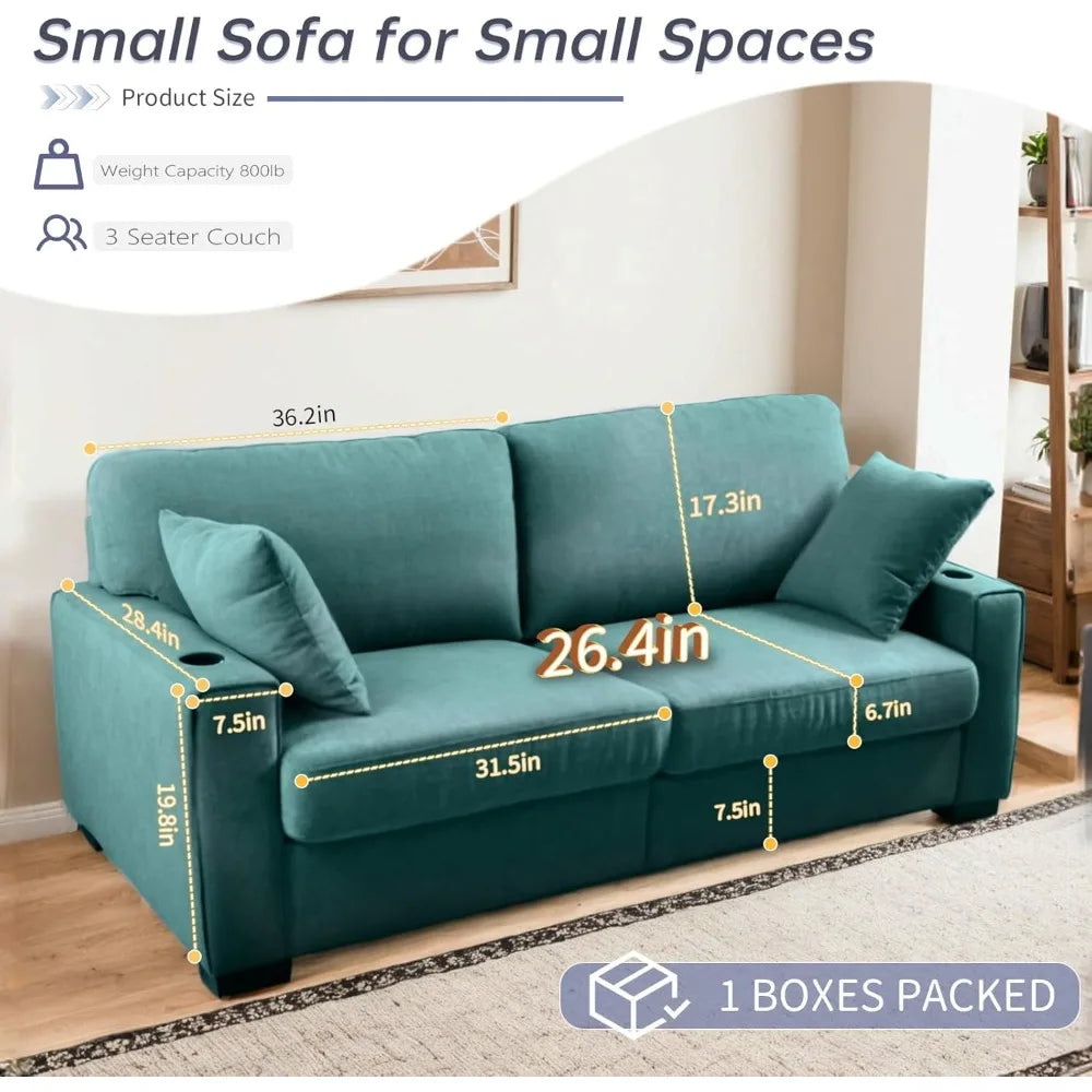 Ljustra 81 Inch Loveseat Sofa Couch USB Charging 2 Cup Holders Small Spaces