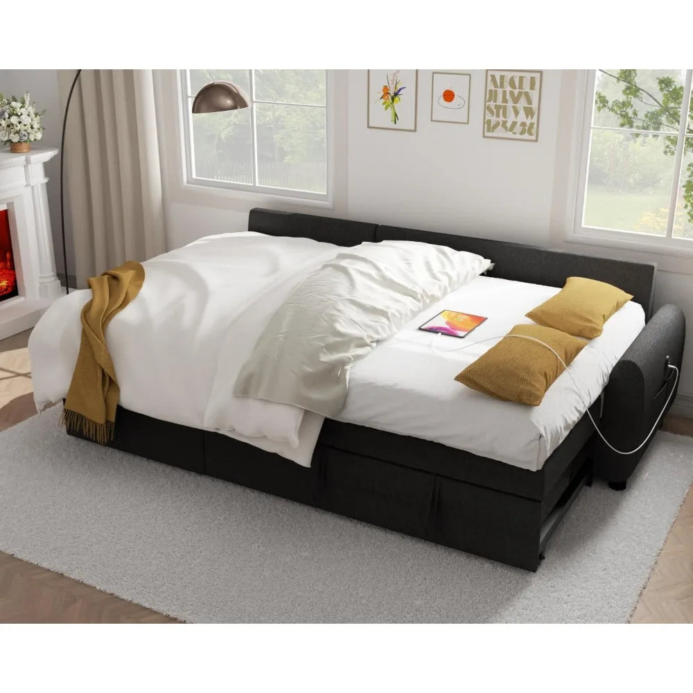 Ljustra 87" Sectional Sofa Bed with Reversible Storage Chaise