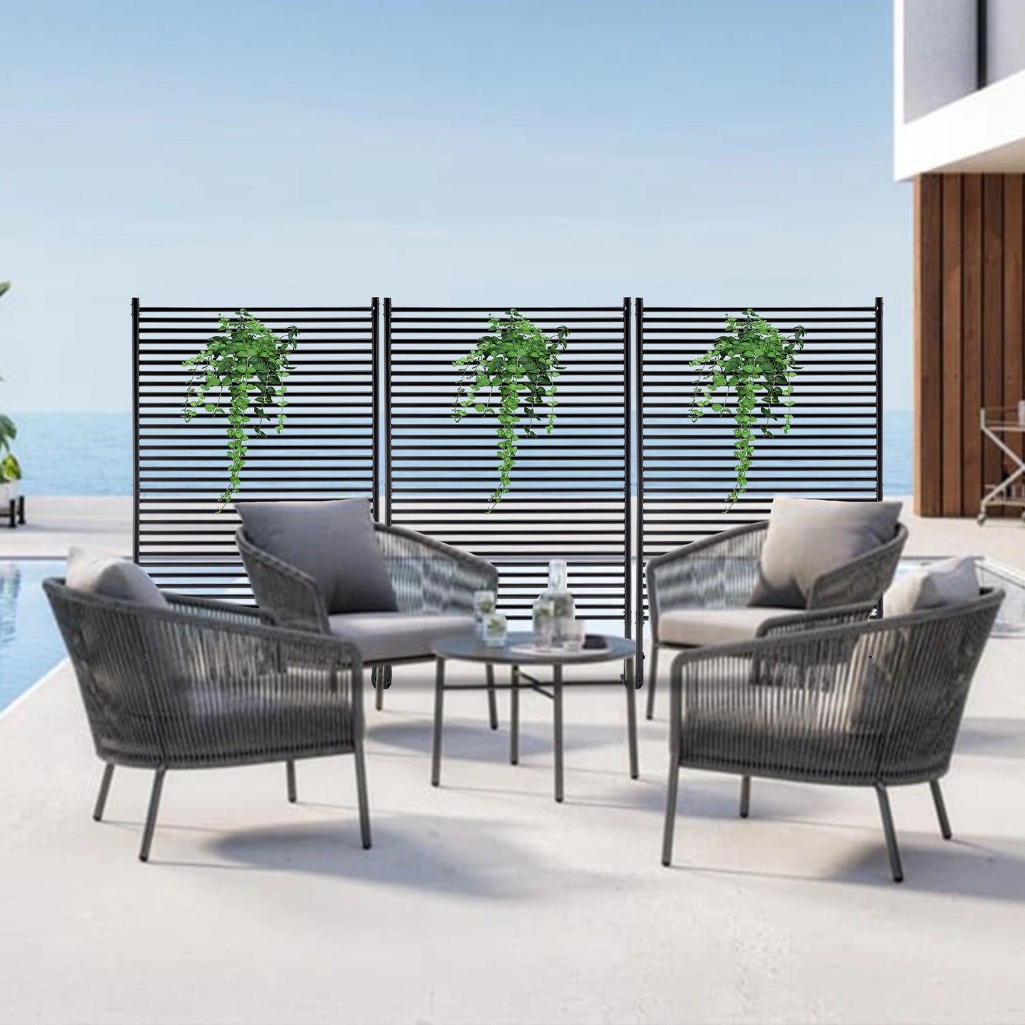 71.26x46.65 Outdoor Privacy Screens Freestanding Metal Fence Panels