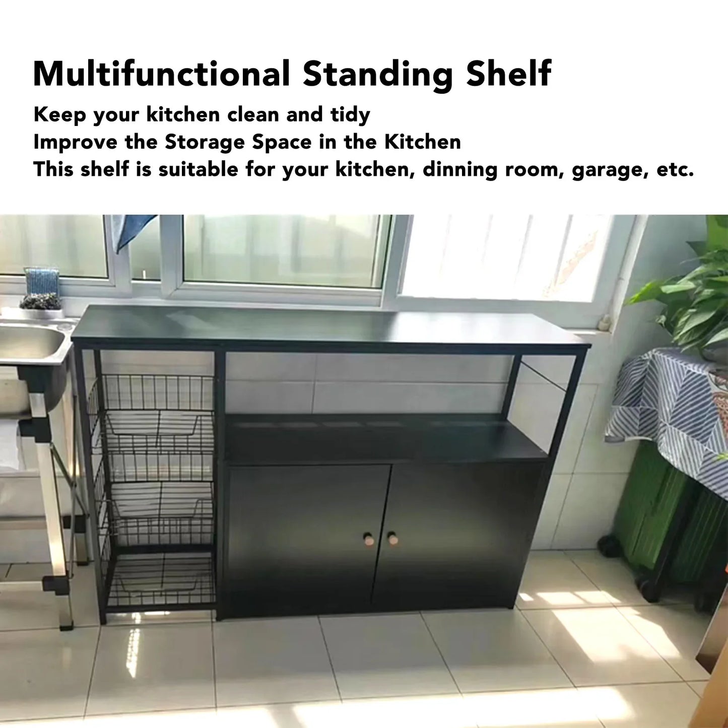 Ljustra Kitchen Storage Cabinet Multifunctional Sideboard Organizer Rack