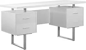 Computer Desk with Drawers Contemporary Style Home Office Desk 60"