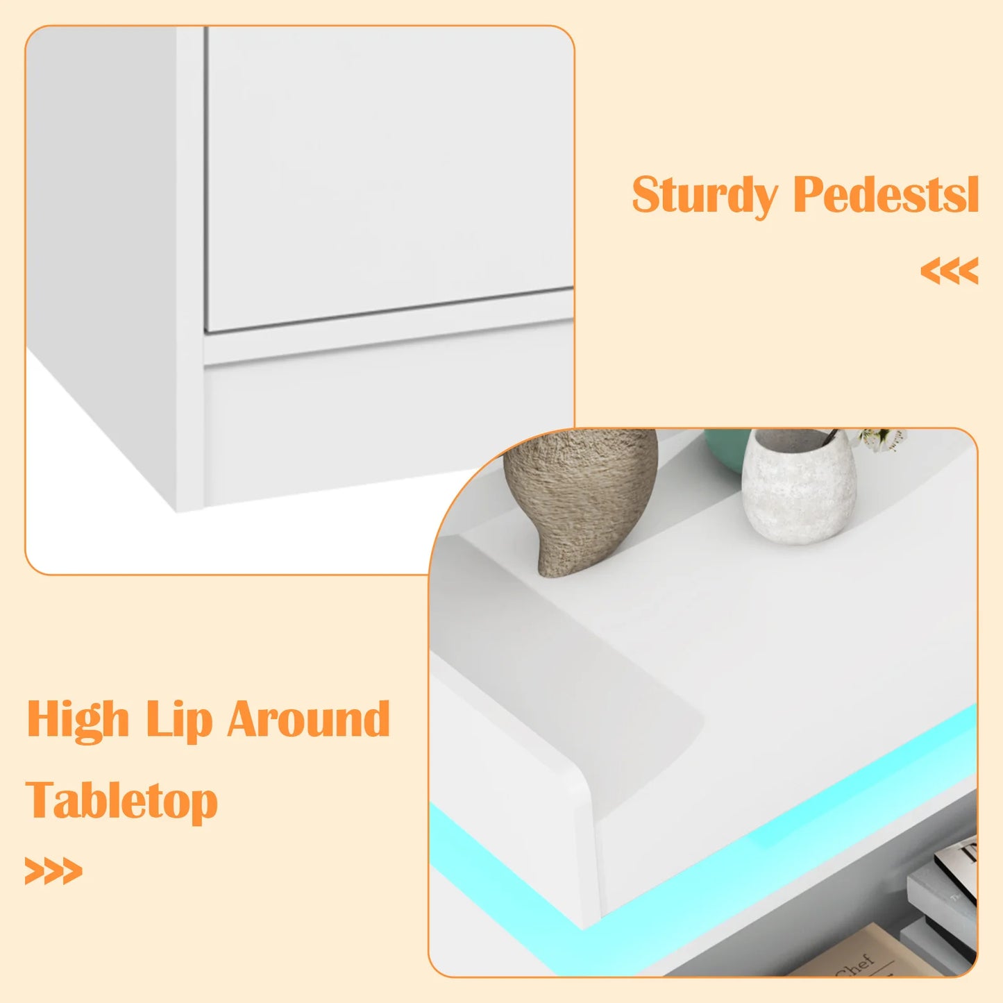 Modern 7 Drawer Dresser with LED Light Charging Station Chest of Drawers