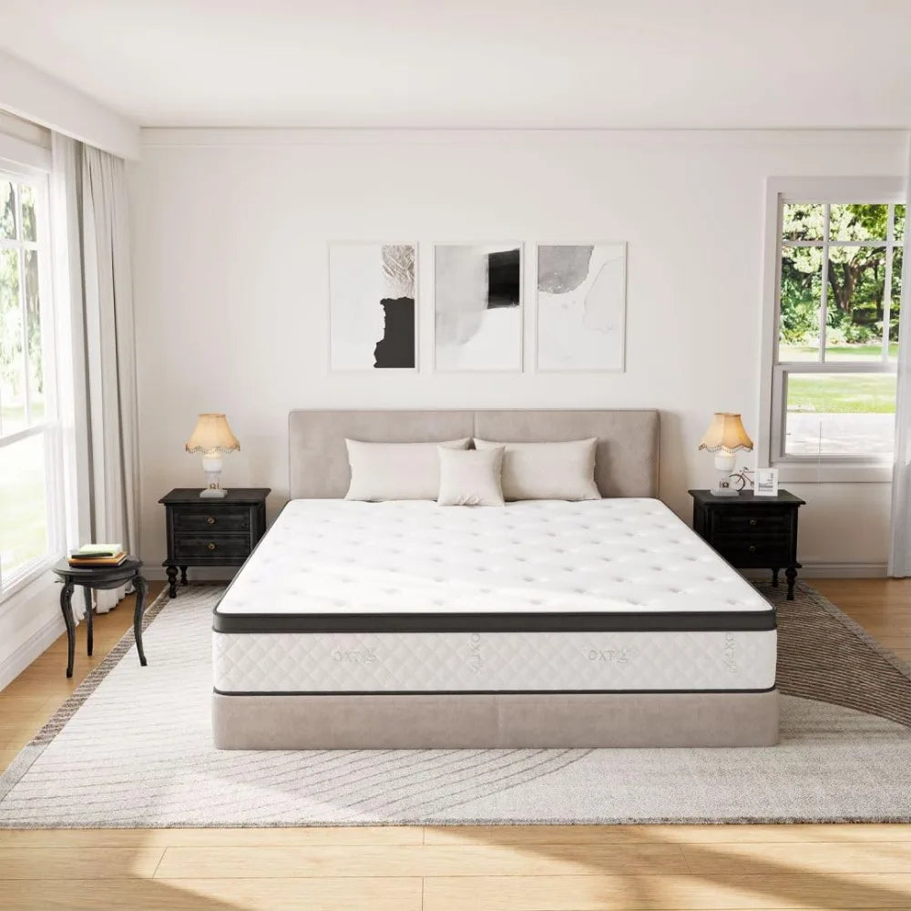 Ljustra King Hybrid Mattress 12 Inch Pocket Coils Medium Firm Edge Support