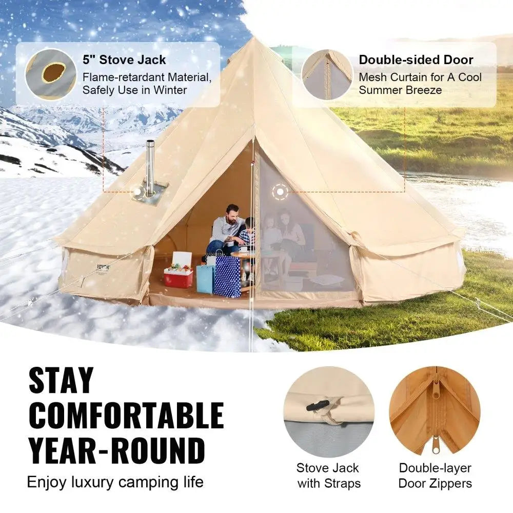 Vevor 3-5 Person Waterproof Glamping Bell Tent with Stove Jack
