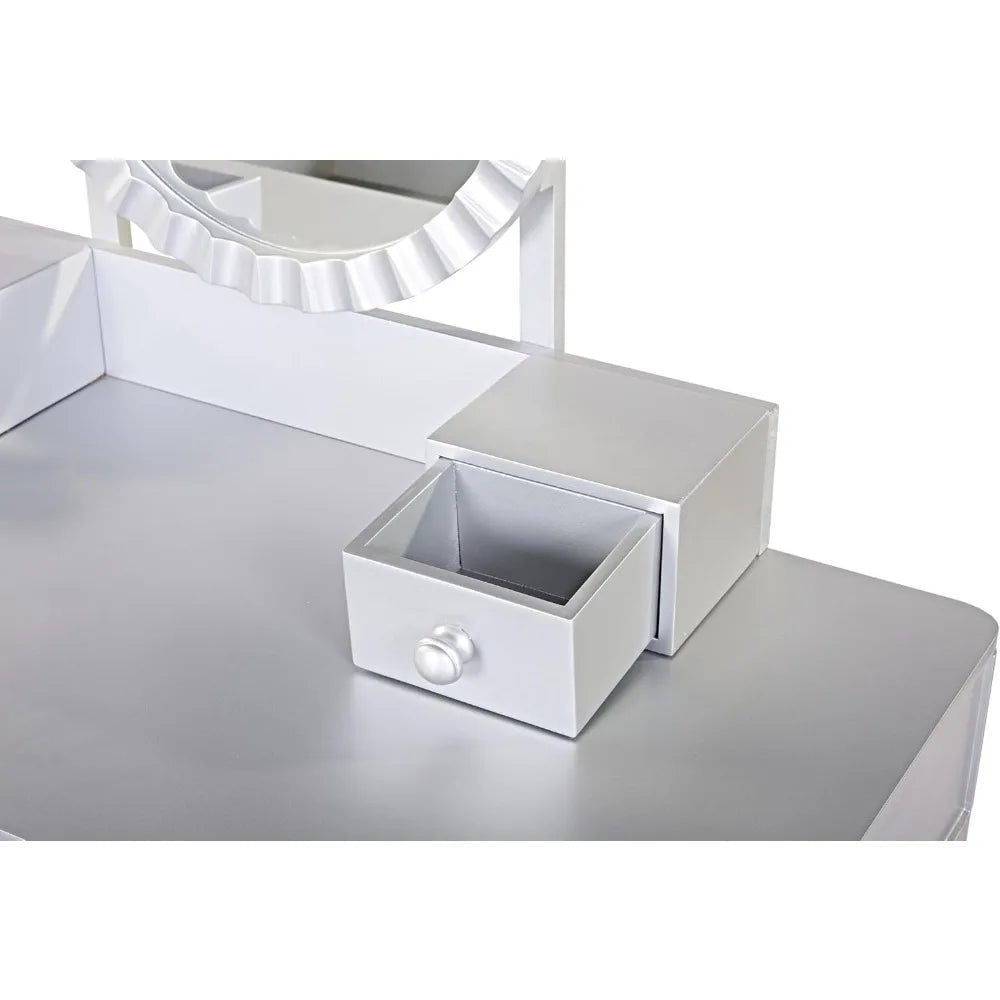 Modern Makeup Vanity Table with Mirror and 4 Storage Drawers