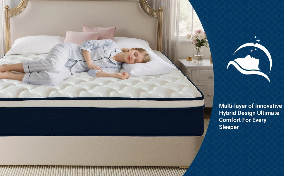 Ljustra Queen Size 12 Inch Gel Memory Foam Mattress Medium Firm Support
