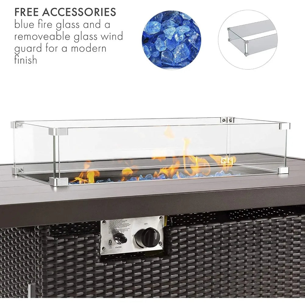 52 Inch Outdoor Propane Fire Pit Table 50000 BTU Rectangular Fire Table