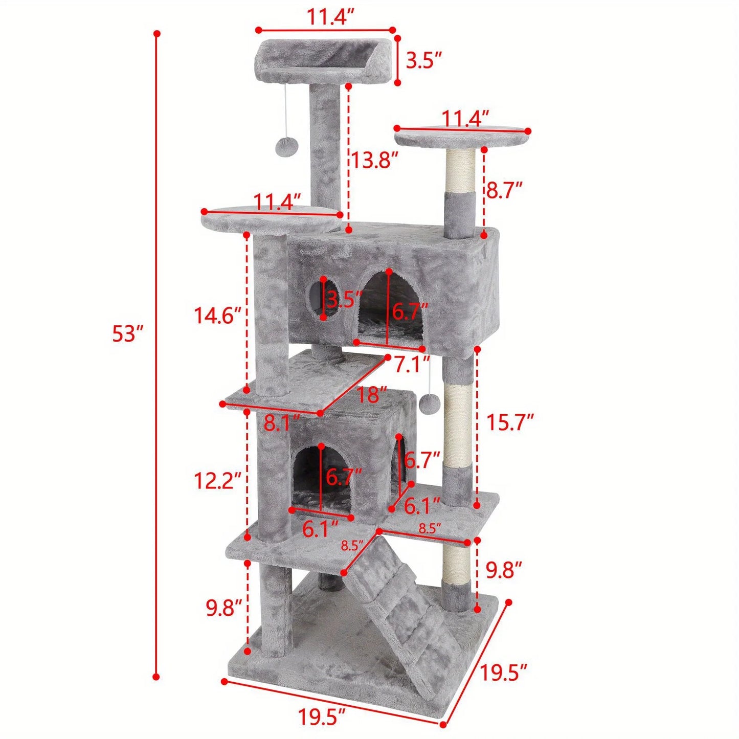 Cat Tree Tower Activity Center Playhouse for Small Medium Cats 53 Inch
