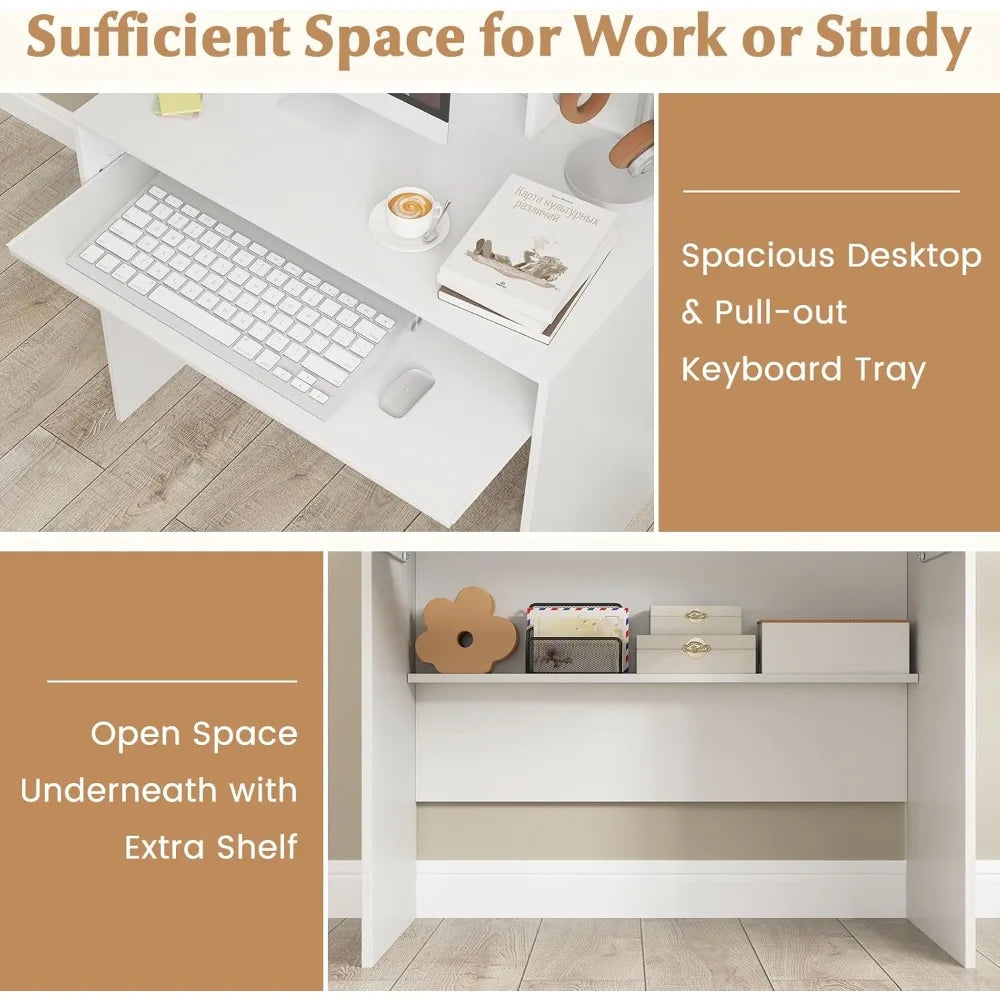 Ljustra Space Saving Computer Desk with Hutch and Magnetic Whiteboard
