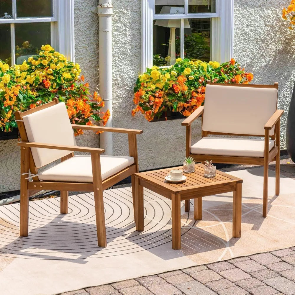 Ljustra Outdoor Patio Furniture 3 Piece Bistro Sofa Set Acacia Wood